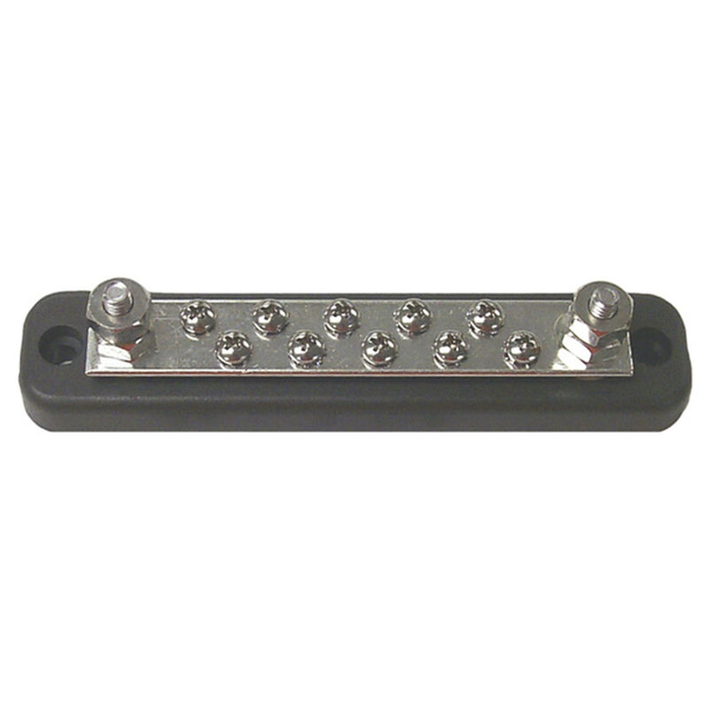 Sierra FS46200 Bus Bars - Common Bus 6"L x 1.25"W x 1.44"H Screw Terminals: 10 x 8-32 Stud Terminals: 2 x 1/4"-20 | by West Marine