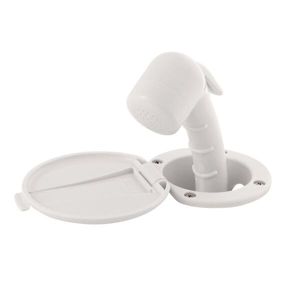 Recessed Shower Warm White Cup & Lid, Small Warm White Sprayer No Hook, 10' White Rubber Hose image number 2