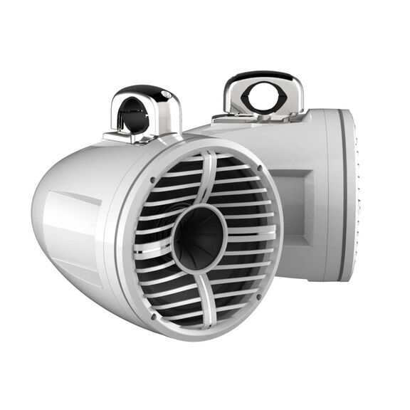 REV 12 HD White 12" Marine Tower Speakers with XW-W Grille & RGB LED Rings (Pair) image number 0
