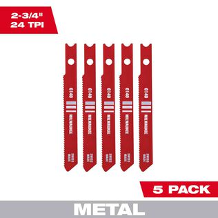 2-3/4" 24TPI U-Shank Metal High Speed Steel Jig Saw Blades, 5 Pack