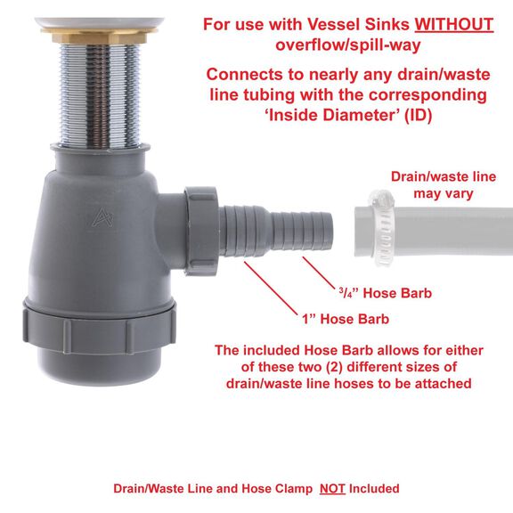 1-3/4" Drain, Touch Trap Sink Drain with Cover no Overflow, 3/4" & 1" Hose Barb Brushed Nickel image number 5