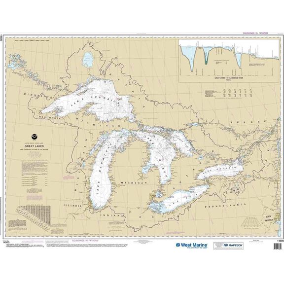 Maptech&reg; NOAA Recreational Waterproof Chart-Great Lakes, Lake Champlain to Lake of the Woods, 14500 image number 0