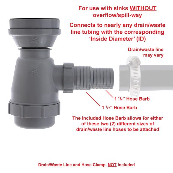 2" Drain, Trap Sink Drain, 1-1/4" & 1-1/2" Hose Barb, w/Strainer, w/Chain Stopper Ultra-Mirror Finish image number 5
