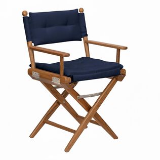 Premium Grade Teak Folding Director's Chair with Navy Sunbrella&reg; Fabric Seat Cushions