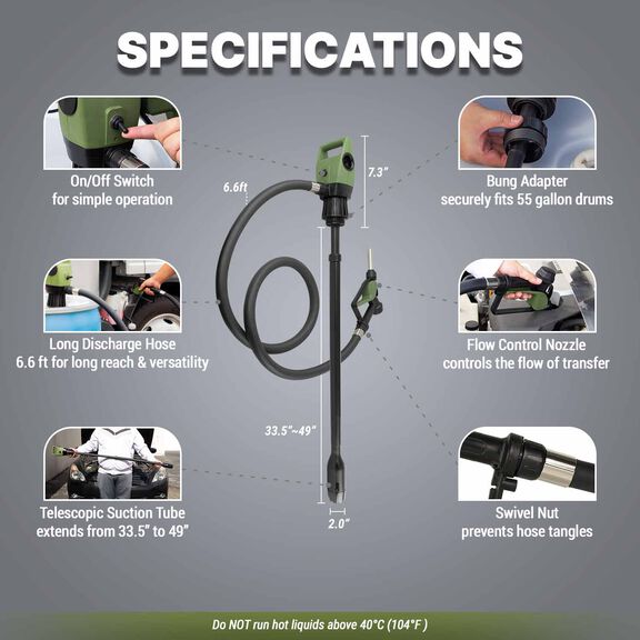 Telescopic 120v AC Electric Drum Pump image number 3