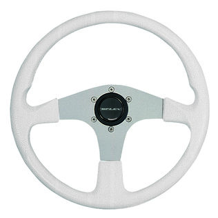 Corse Steering Wheel, White Grip/Silver Spokes