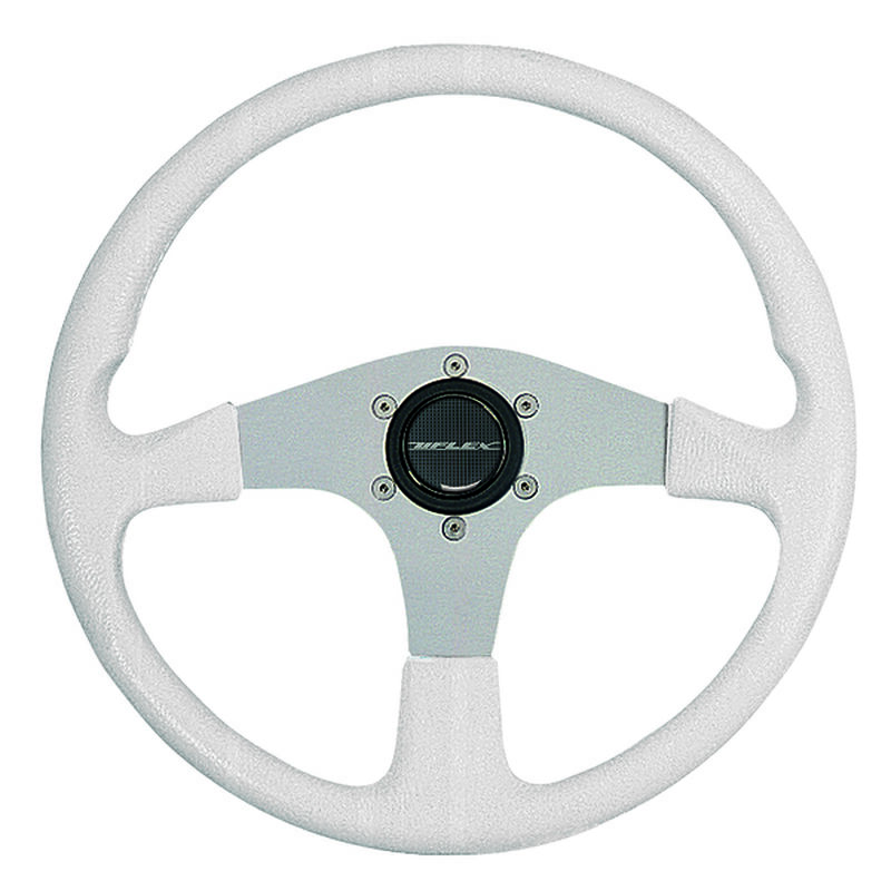 Corse Steering Wheel, White Grip/Silver Spokes image number 0