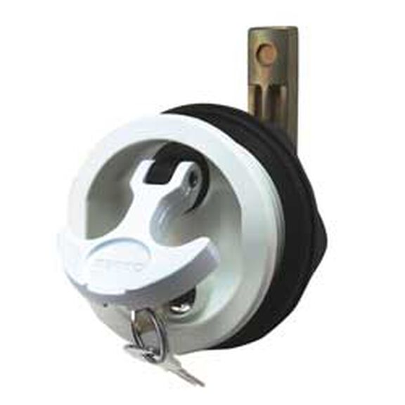 Surface Mount Lock & Latch For Smooth and Carpeted Surfaces with Extra Long Offset Cam Bar, White image number 0
