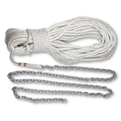 Pre-Spliced Anchor Rode, 10' of 1/4" Chain, 150' of 1/2" Three-Strand Line