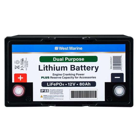 Group 27 Lithium Iron Phosphate Dual Purpose Battery, 12V 80Ah, ABYC Certified image number 2