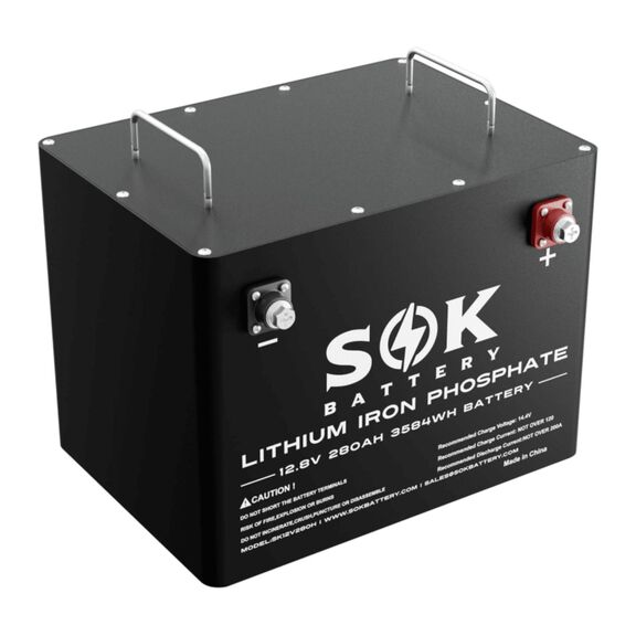 SOK 12V  280AH LiFePo4 Heated Battery Metal Case with Bluetooth image number 0