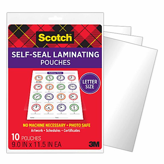Scotch&trade; Self-Sealing Laminating Pouches, 9" x 11.5" image number 0