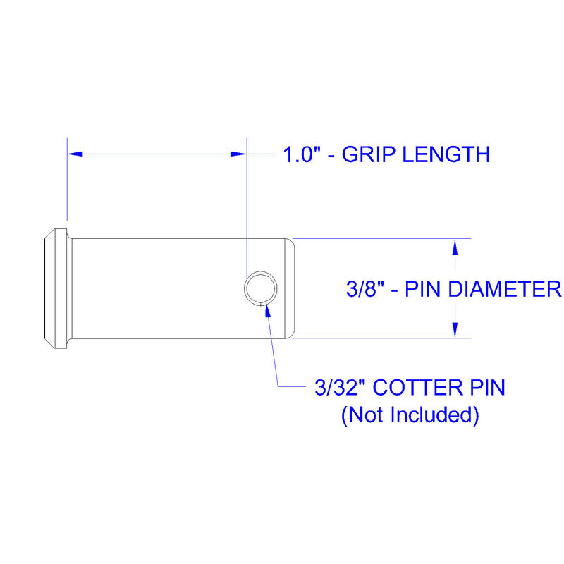 Stainless Steel Clevis Pin, 3/8" Dia. X 1" Grip Length image number null