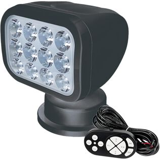 SEAFLO 360&deg; Rotating Remote Control LED Searchlight, 10-30V DC, 2700 Lumens, Wired Remote, Black
