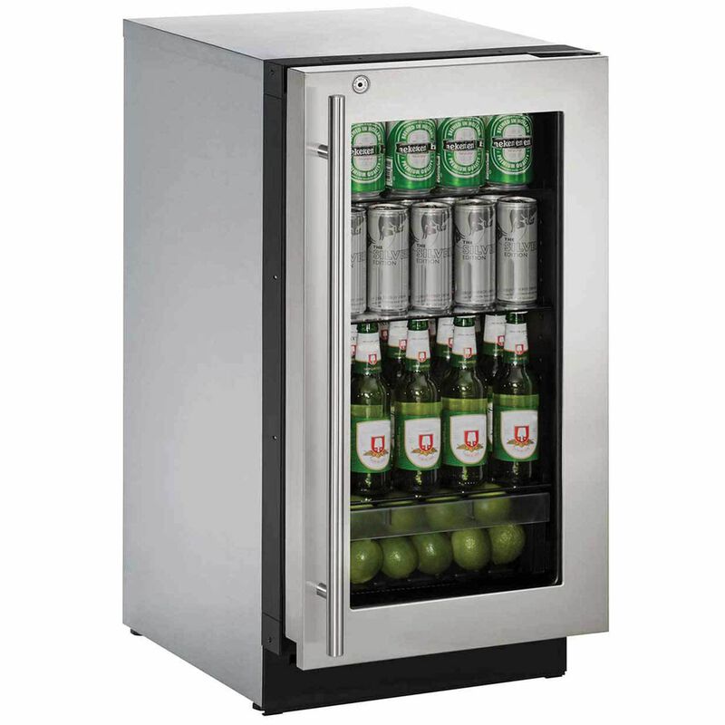 18" Stainless Glass Door Refrigerator, RHH Lock image number 0