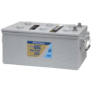 Group 8D Deep Cycle Marine Gel Battery, 225 Amp Hours, 1150 Cold Cranking Amps, 1470 Marine Cranking Amps, 475 Reserve Minutes