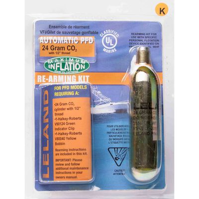 Inflatable Life Jacket Rearming Kit, Automatic, 24 g., 1/2" Threaded