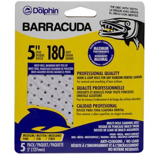 Barracuda 5" Pro Quality Sanding Discs, 180 Grit, 5-Pack