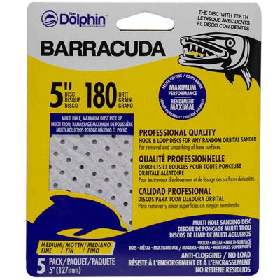 Barracuda 5" Pro Quality Sanding Discs, 180 Grit, 5-Pack