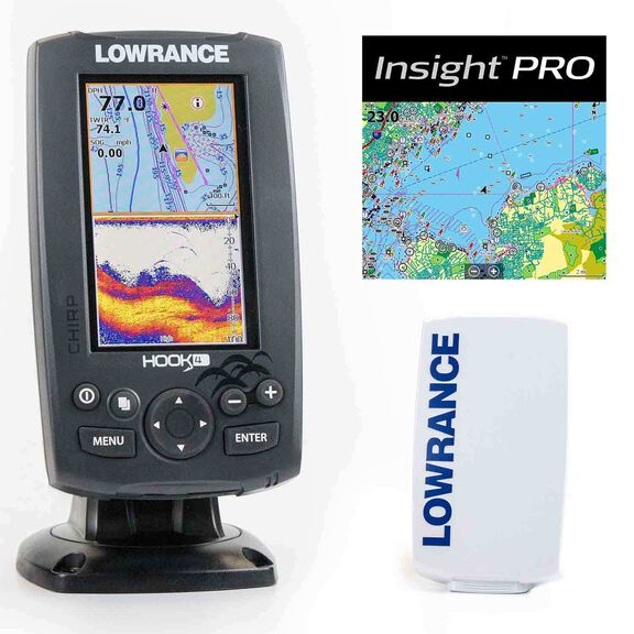 Hook-4 Fishfinder/Chartplotter with CHIRP, DownScan Transducer, Nautic Insight&trade; Pro Cartography image number 1