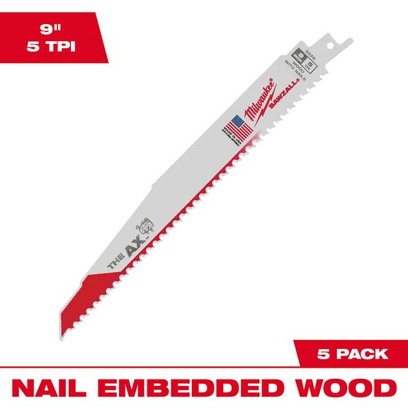 9" 5 TPI the Ax SAWZALL Blades, 5 Pack image number 0