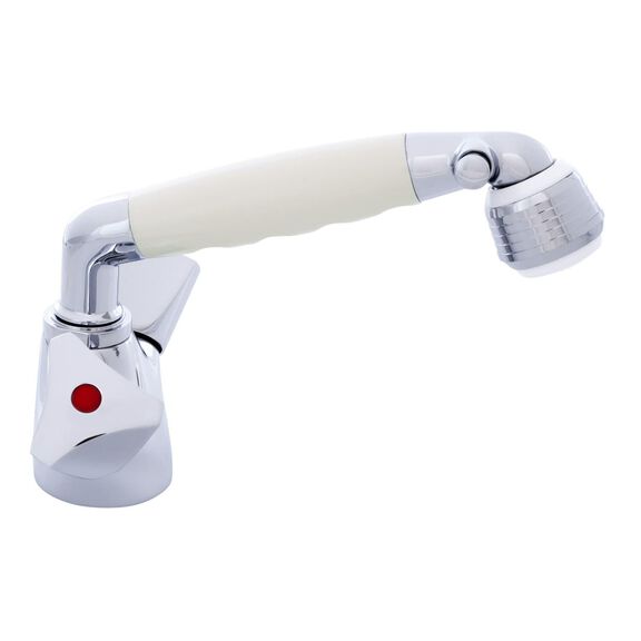 Trinidad Head/Shower Combo Faucet Classic Warm White Sprayer No Teeth, 6' Stainless Steel Hose Chrome/Warm White image number 2