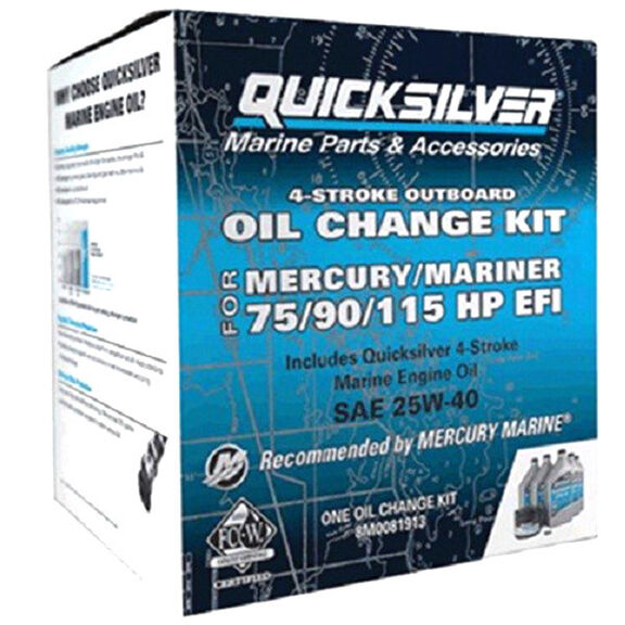 Quicksilver 4-Stroke 25W40 Oil Change Kit for Mercury/Mariner 75/90/115 HP EFI image number 0