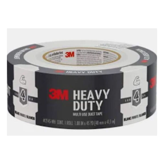 3M Heavy Duty White Duct Tape 2145-WH, 1.88" x 45 yd (48 mm x 41.1 m) 1 Roll/Pack image number 0