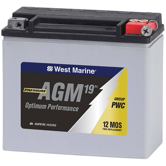 Personal Watercraft AGM Battery for Jet Skis, 19 Amp Hours, 325 Cold Cranking Amps, 385 Marine Cranking Amps, 34 Reserve Minutes image number 0