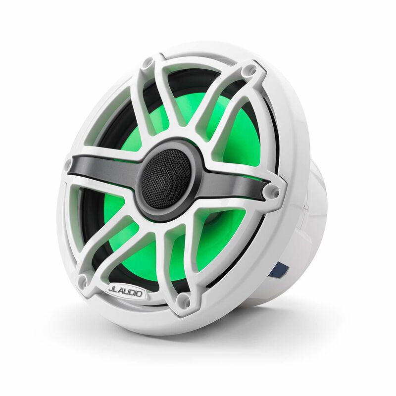 M6-770X-S-GwGw-i 7.7" Marine Coaxial Speakers, White Sport Grilles with RGB LED Lighting image number 2
