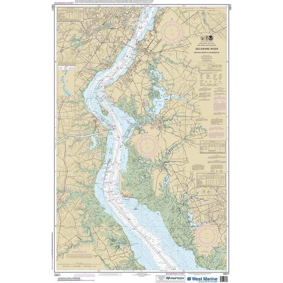 Maptech&reg; NOAA Recreational Waterproof Chart-Delaware River Smyrna River to Wilmington, 12311 image number 0