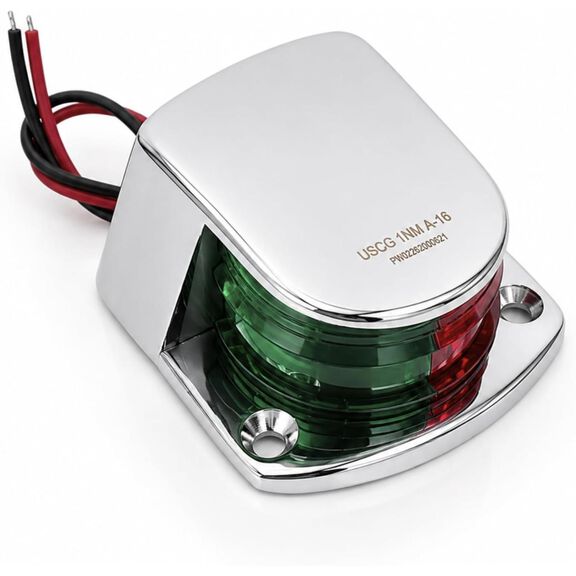 SEAFLO LED Bi-Color Bow Navigation Light, Horizontal Mount, 12V, Stainless Steel image number 0