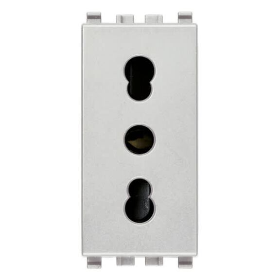 Vimar Eikon 2P+E 16A Italian P17/11 SICURY Socket Outlet, Next (Silver) image number 0
