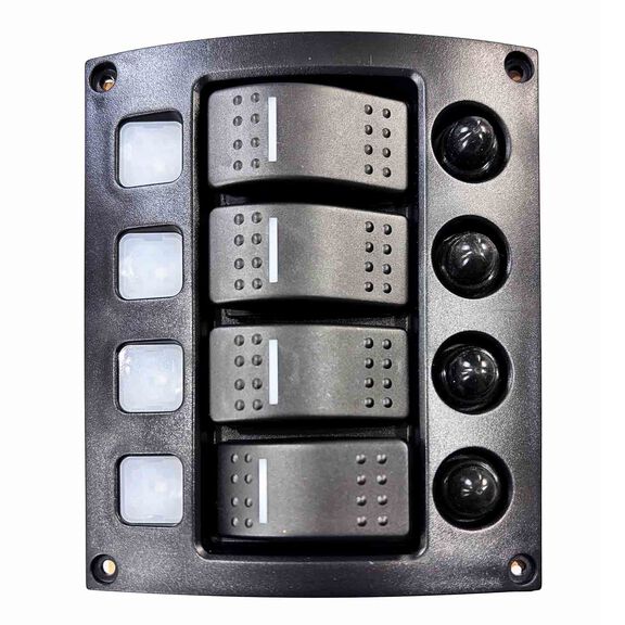 4 Position Curved Water-Resistant LED Switch Panel with Circuit Breakers image number 0
