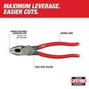 9" High Leverage Linesman's-Dipped Pliers image number 1