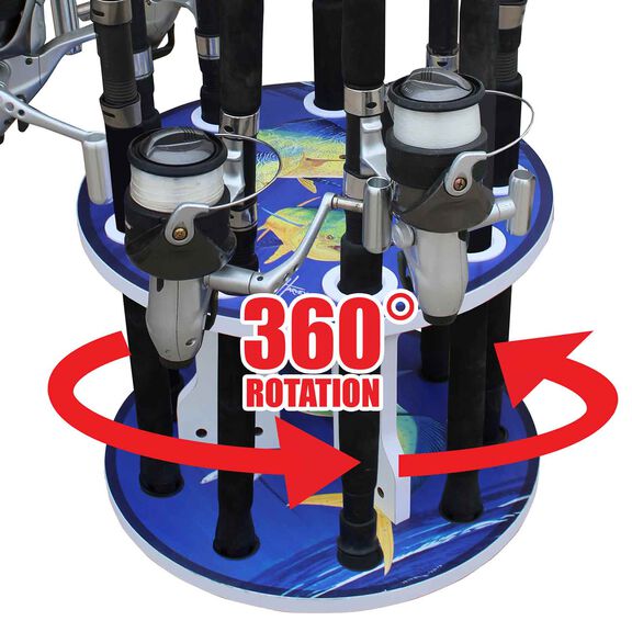 Guy Harvey Mahi Spinning 9 Fishing Rod Storage Rack, Vertical Fishing Pole Rod Holder image number 1