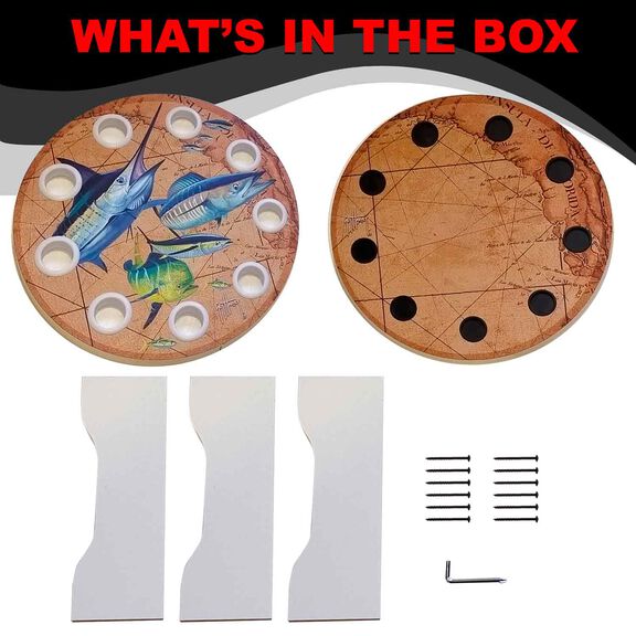 Guy Harvey Ancient Map Spinning 9 Fishing Rod Storage Rack, Vertical Fishing Pole Rod Holder image number 7