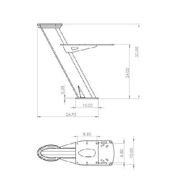 33" Extended Dual Mount Pre-Drilled for Most Closed Dome Radars, Top for Satellite Domes (Top Plate Required) image number 1