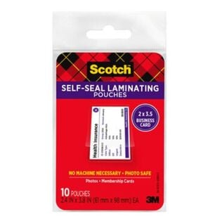 Scotch&trade; Self-Sealing Laminating Pouches 2.4" x 3.8"