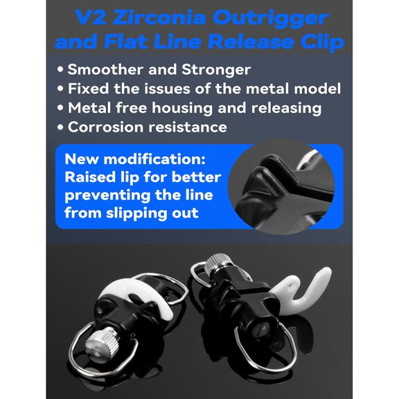 BLUEWING Zirconia Outrigger and Flat Line Release Clip Black 2pcs image number 1