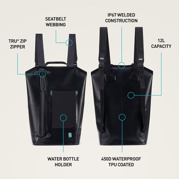 Seeker Collection Waterproof Dry Backpack IP67 12L image number 3