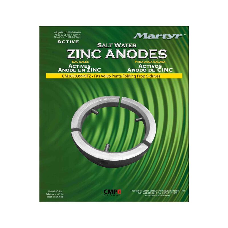 Zinc Anode Kit for Volvo Folding Prop 3-Blade Engine D2-55A image number 0