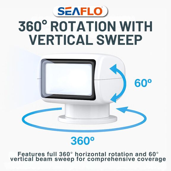 SEAFLO 02 Series 50W Remote Control Halogen Boat Searchlight, White image number 8