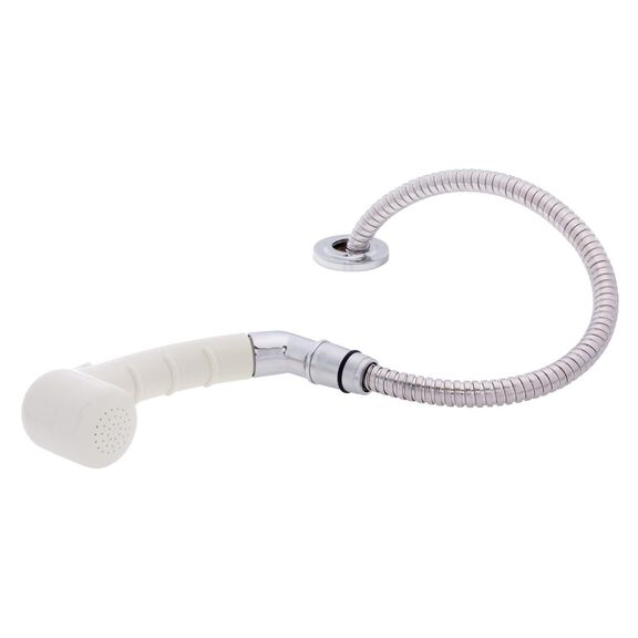 Deck-Mount Sprayer Small Warm White Sprayer No Hook w/Elbow, 6' Stainless Steel Hose, Low Profile Holder image number 1