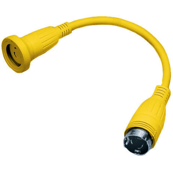 Hubbell Marine Adapter, Straight , Yellow, 30A 125V Twist-Lock Connector to 50A 125V Twist-Lock Plug image number 1
