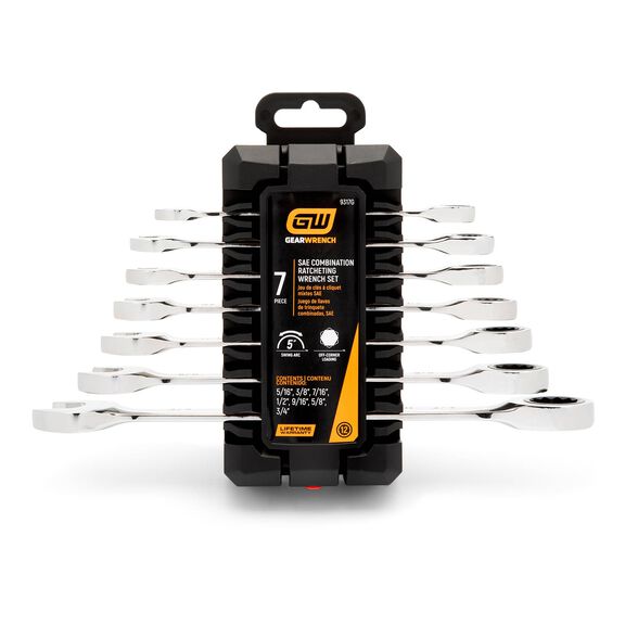 7 Piece SAE Combination Ratcheting Wrench Set image number 1