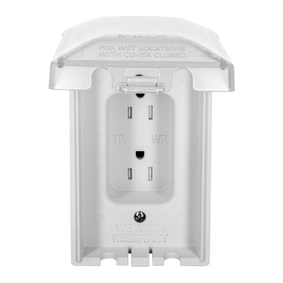 Duplex Receptacles, TR, WR, W/Cover 15A 125V, White image number 1