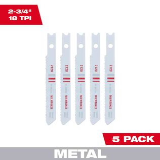 2-3/4" 18TPI U-Shank Metal Cutting Bi-Metal Jig Saw Blades, 5 Pack