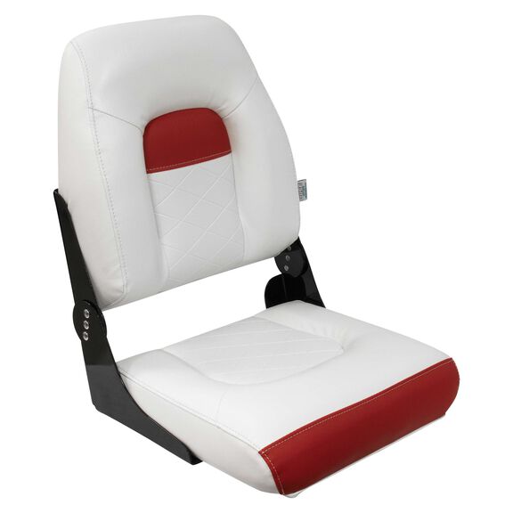 Wise DLX1461-1906 DLX Series Pontoon High Back Seat - White / Crimson Red image number 0