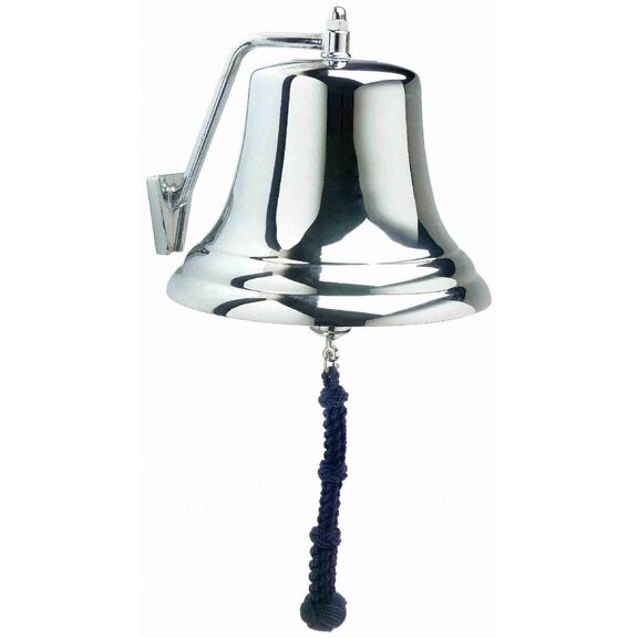 12" Chrome Bell with Navy Monkey's Fist Lanyard image number 0
